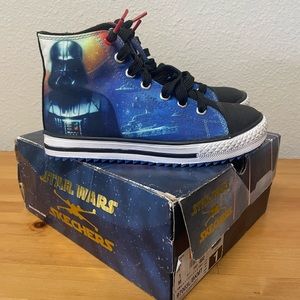Skechers Star Wars Kids size 1 High Top Canvas Shoes Dark Side of Force.